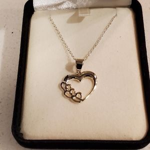 Heart Necklace Sterling Silver 18" Length